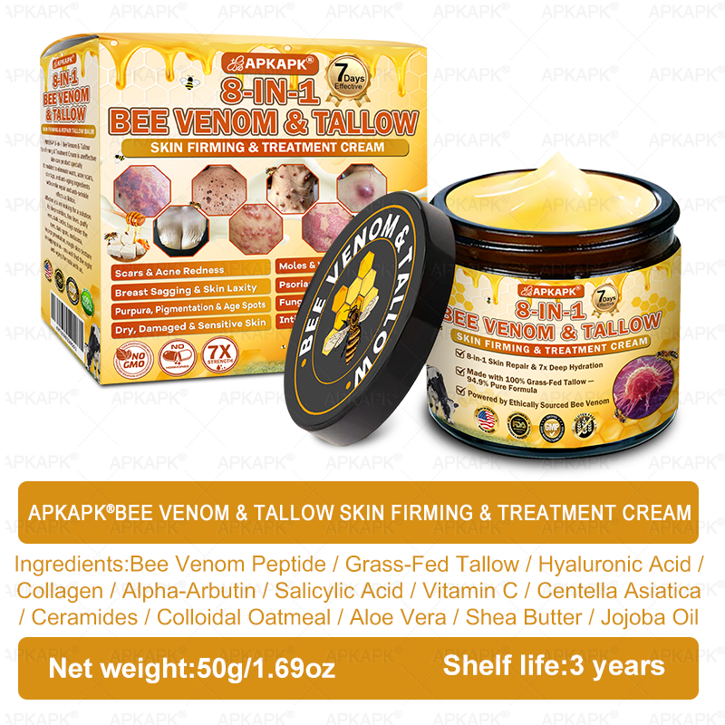 US Official Store | 𝐀𝐏𝐊𝐀𝐏𝐊® 𝟖-𝐈𝐧-𝟏 𝐁𝐞𝐞 𝐕𝐞𝐧𝐨𝐦 & 𝐓𝐚𝐥𝐥𝐨𝐰 𝐒𝐤𝐢𝐧 𝐅𝐢𝐫𝐦𝐢𝐧𝐠 & 𝐓𝐫𝐞𝐚𝐭𝐦𝐞𝐧𝐭 𝐂𝐫𝐞𝐚𝐦 (Effective Within 7 Days)Bee Venom + Tallow · 7X Deep Hydration, targets wrinkles, sagging, stretch marks, dark spots, purpura, inflammations and more
