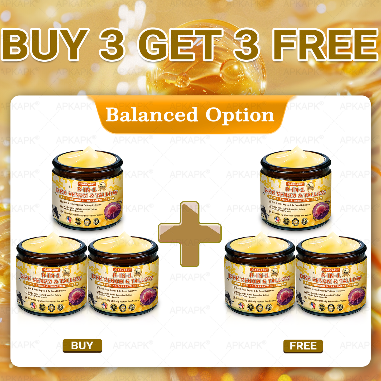 US Official Store | 𝐀𝐏𝐊𝐀𝐏𝐊® 𝟖-𝐈𝐧-𝟏 𝐁𝐞𝐞 𝐕𝐞𝐧𝐨𝐦 & 𝐓𝐚𝐥𝐥𝐨𝐰 𝐒𝐤𝐢𝐧 𝐅𝐢𝐫𝐦𝐢𝐧𝐠 & 𝐓𝐫𝐞𝐚𝐭𝐦𝐞𝐧𝐭 𝐂𝐫𝐞𝐚𝐦 (Effective Within 7 Days)Bee Venom + Tallow · 7X Deep Hydration, targets wrinkles, sagging, stretch marks, dark spots, purpura, inflammations and more